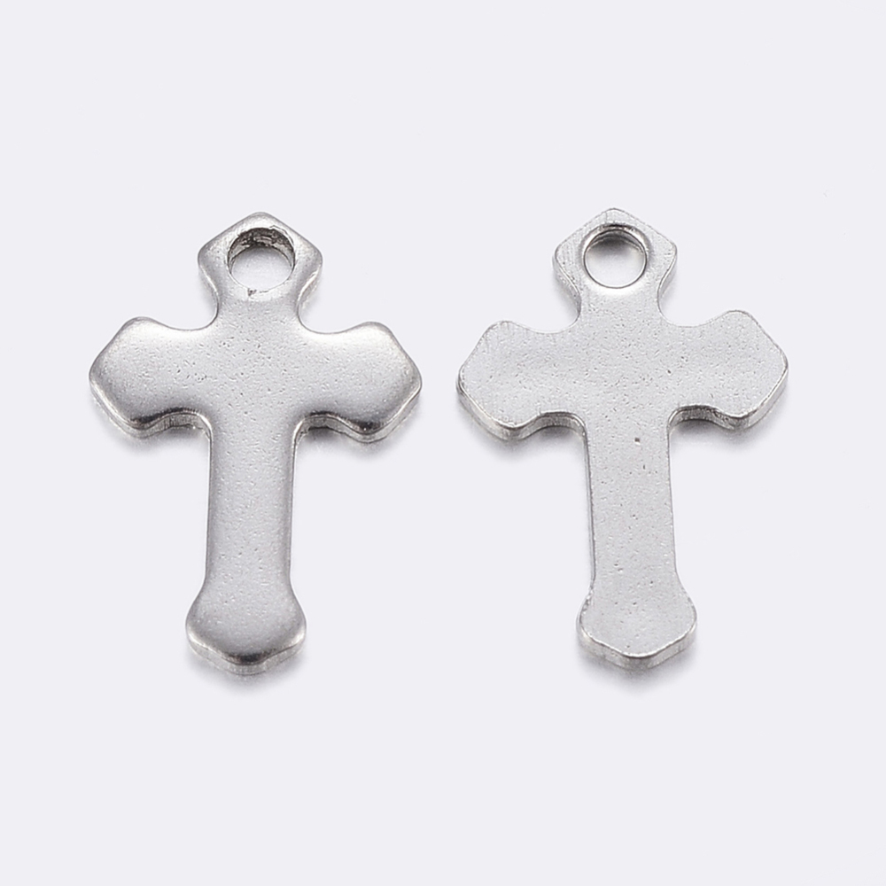 [STAS-F159-39P] Pendentif INOX argenté, croix, 15x10x1mm, trou 1,5mm, unité