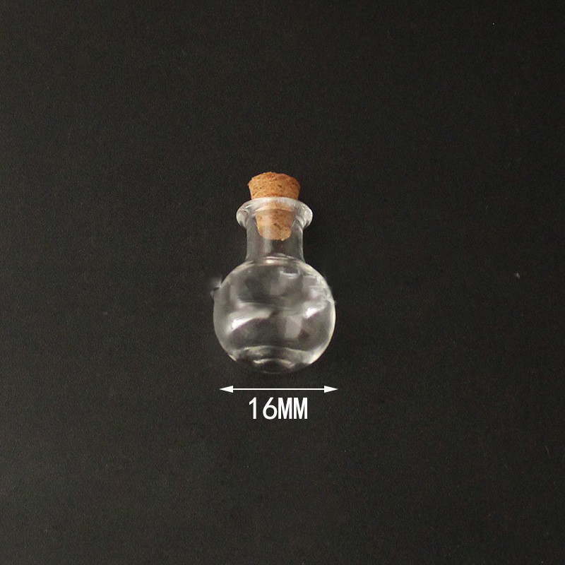 Mini flacon en verre borosilicaté transparent, avec bouchon en liège, ronds, transparents, 2,3x1,6cm, l'unité