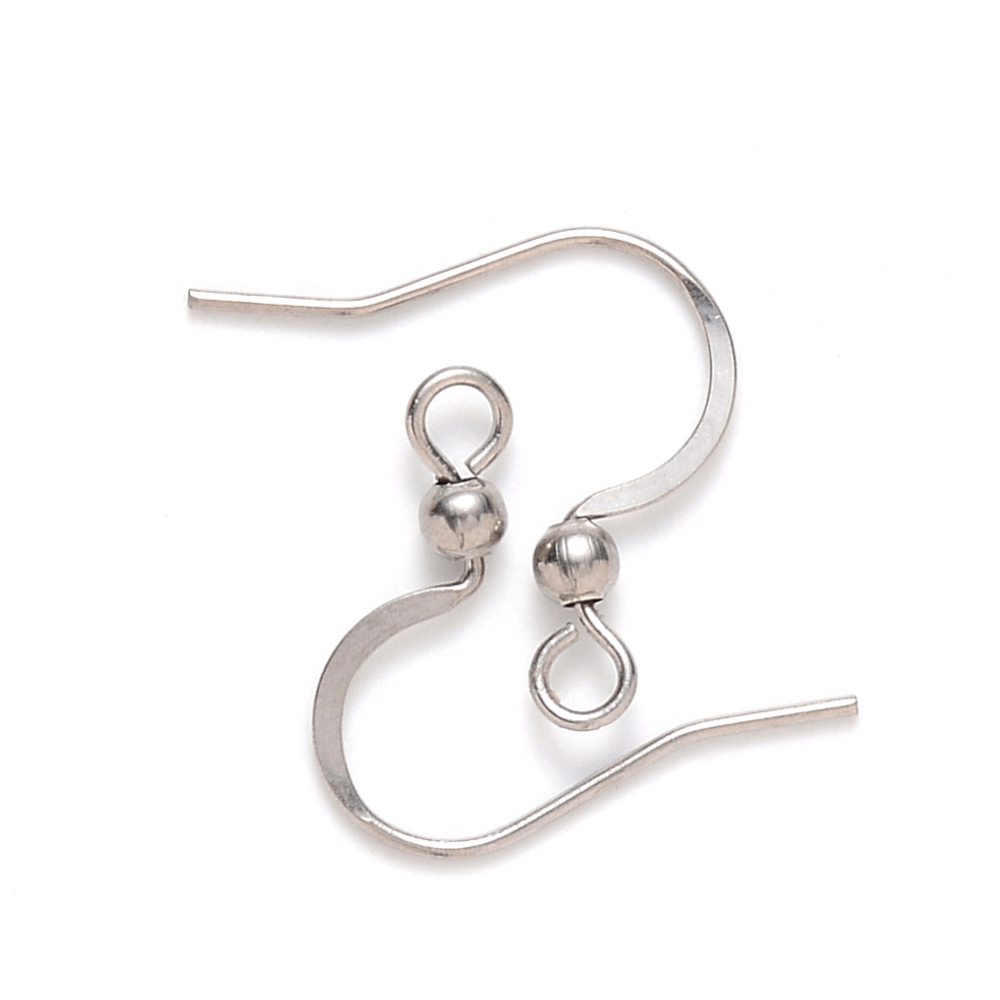 Crochet boucle d'oreille INOX argenté, plat, 16x18mm
