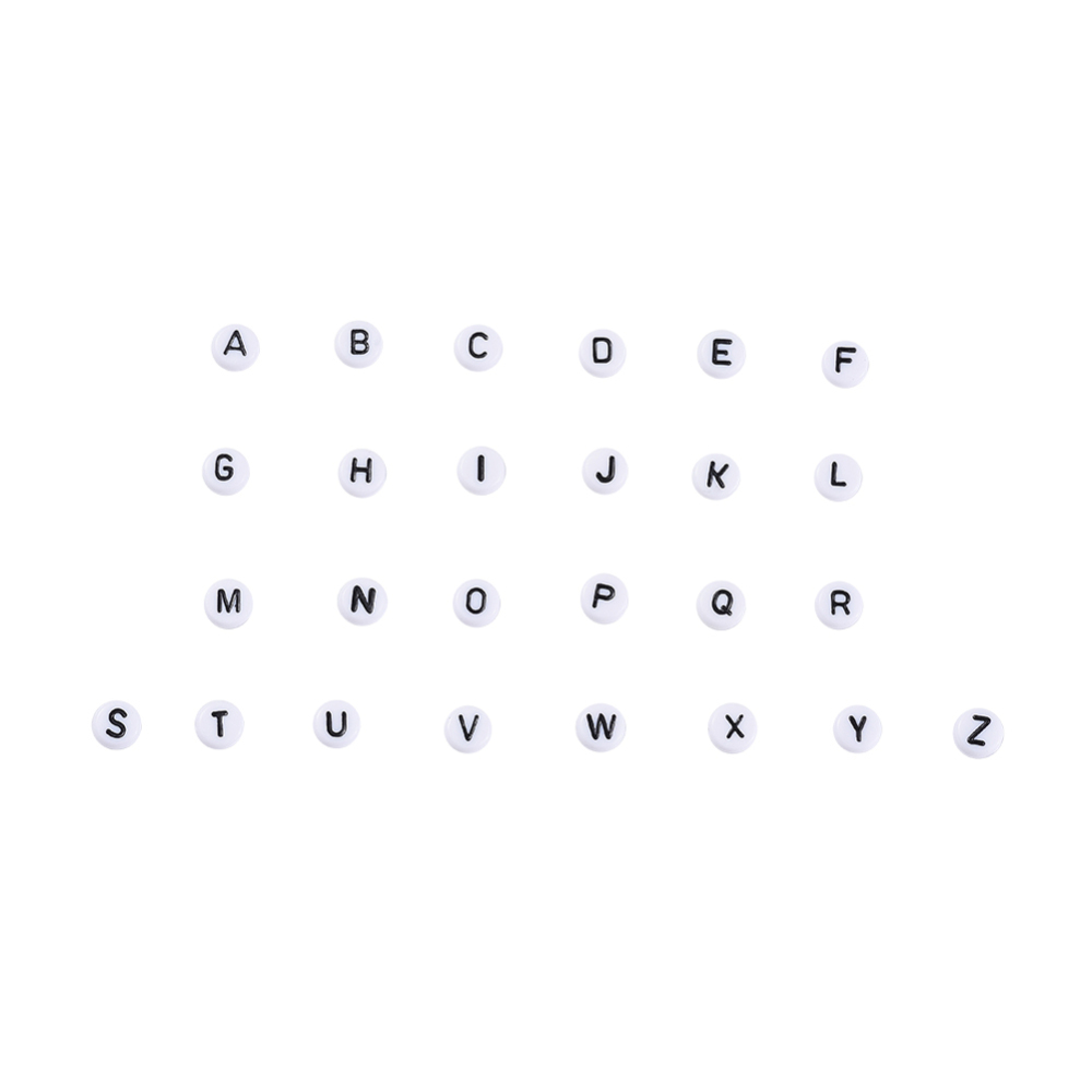 [SACR-X0015-11] Perle Lettre plastique, de A à Z, noir sur blanc, 7x4mm, trou 1mm, à l'unité