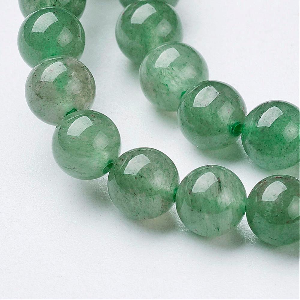 Pierre Aventurine vert naturel, ronde, 6mm, trou 0,8mm