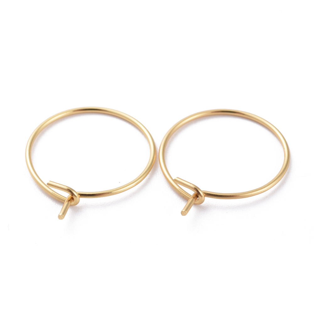 Boucle d'oreille créoles INOX doré, plaqué or 18k, 15x0,7mm, l'unité