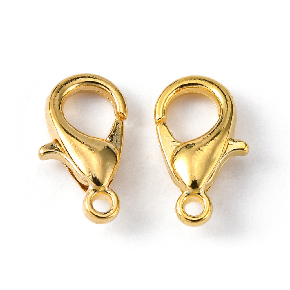 [e103   E103-G] Fermoir homard, laiton doré, 10x6mm, trou 1mm