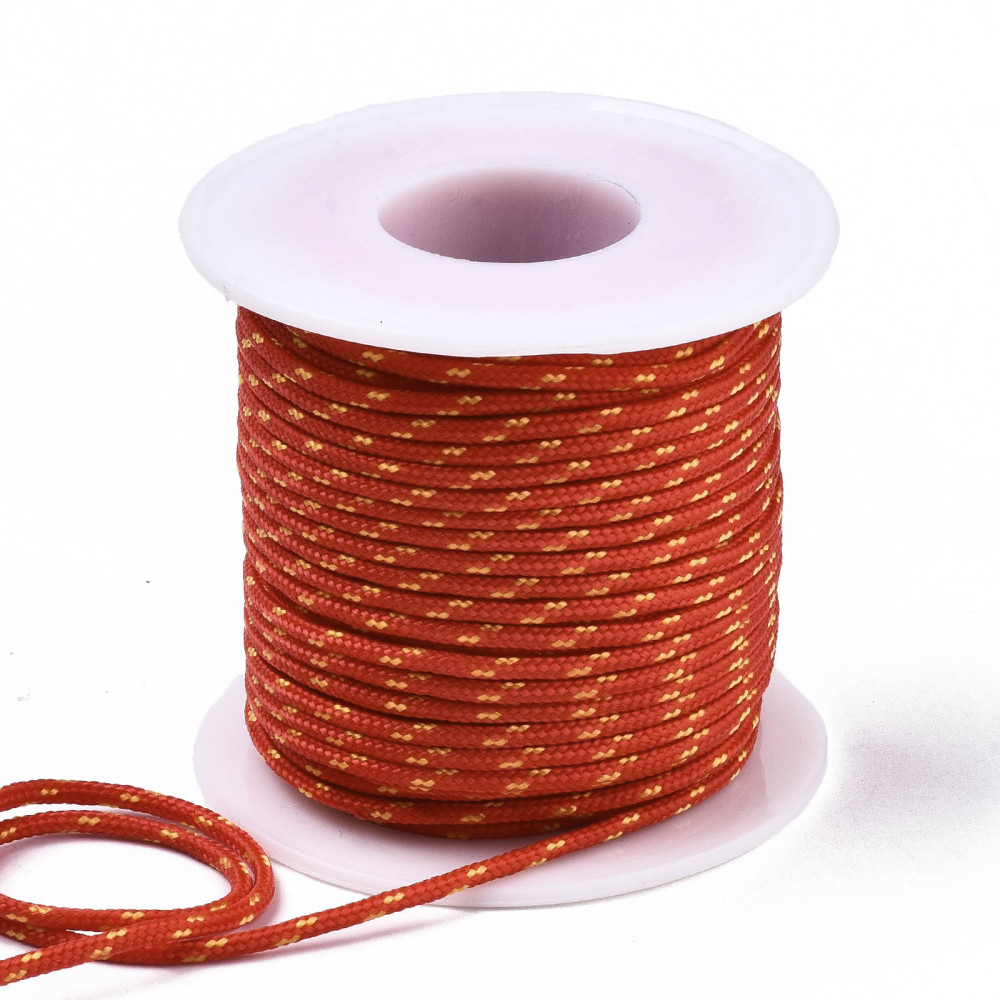 [OCOR-N006-002B-08] Découpe de Paracorde, nylon, orange avec tâches jaunes, rond, diam 2mm - le mètre