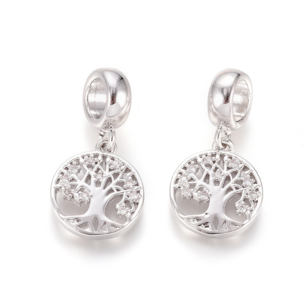 [OPDL-L016-10P] Pendentif en laiton doré, arbre de vie avec des zircones, diam 23mm, trou 5mm, bélière 14x12x2mm
