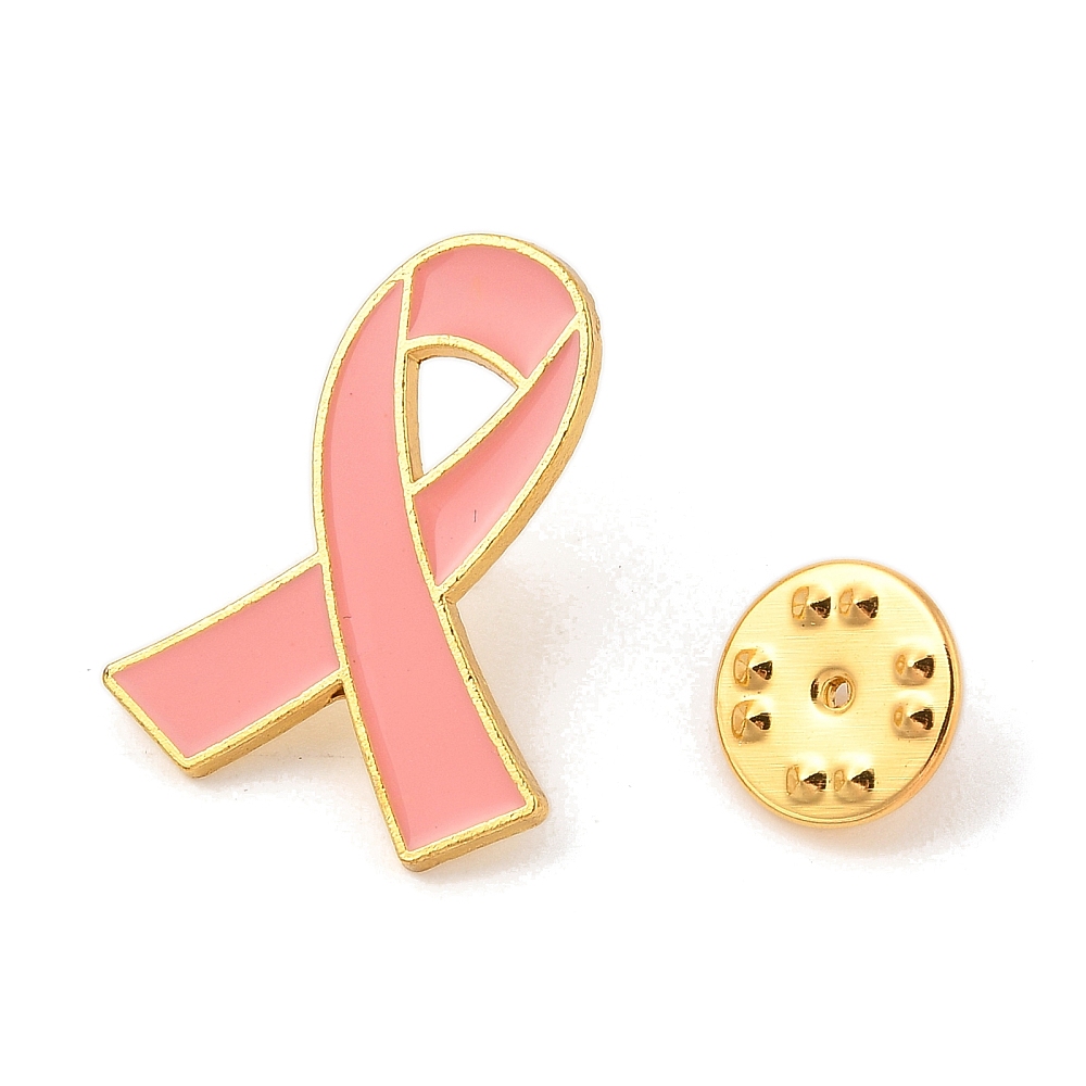 [JEWB-C014-01G] Pin's ruban rose de sensibilisation au cancer du sein, 26.5×20.5×1.7mm