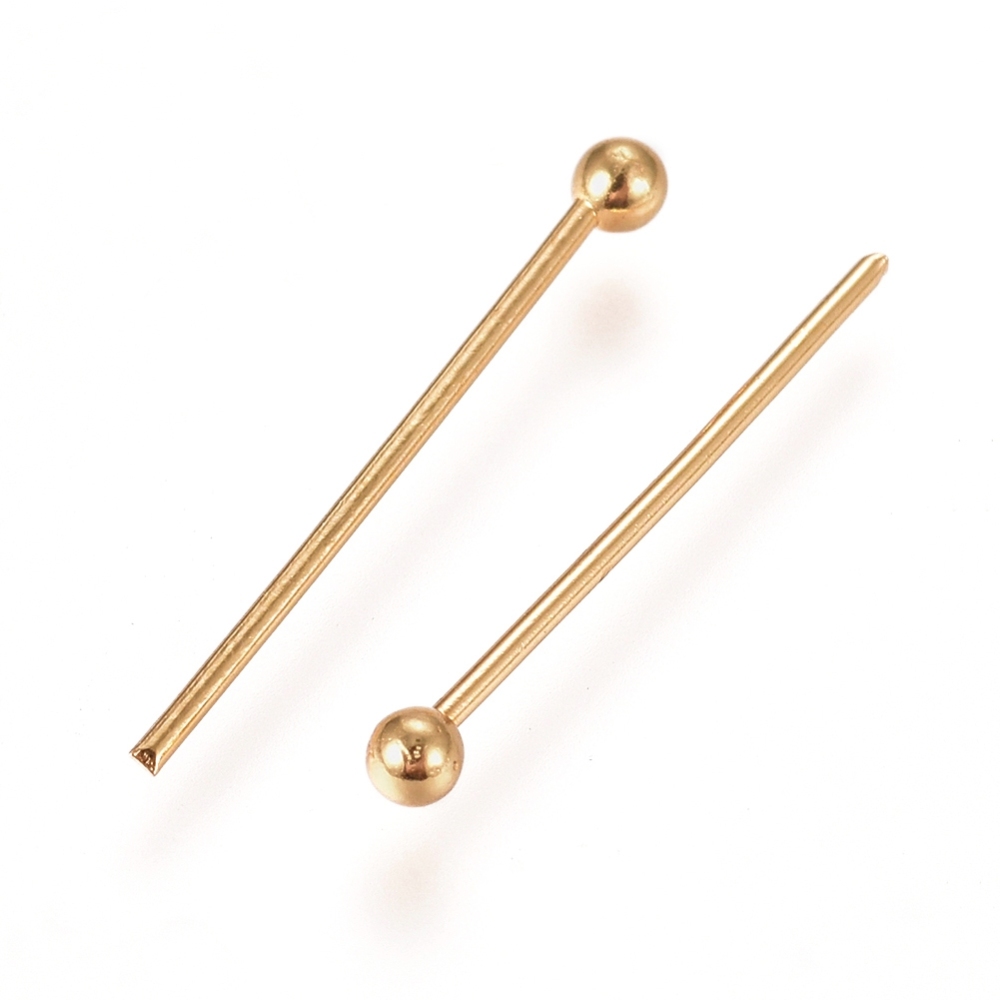 [STAS-T065-20mm-20G] Tige INOX doré, placage ionique, tête avec boule, 20x0,5mm, boule 2mm