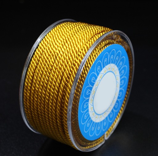 Ruban de nylon doré, corde torsadée, 2,5mm / mètre