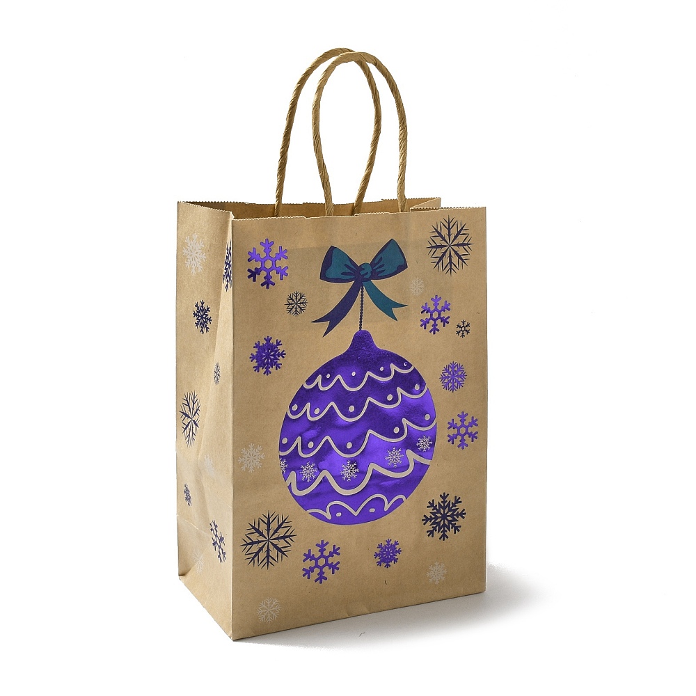 [ABAG-B006-04A] Sac cadeau en papier kraft, boule de Noël, 20,7x15x8,2cm