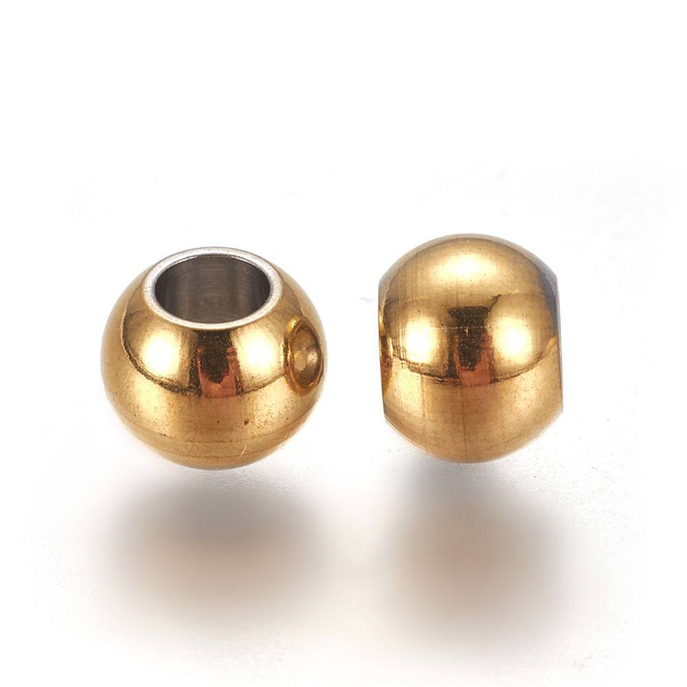 Cache noeud INOX doré, placage ionique, rond, 6x5mm, trou 3mm
