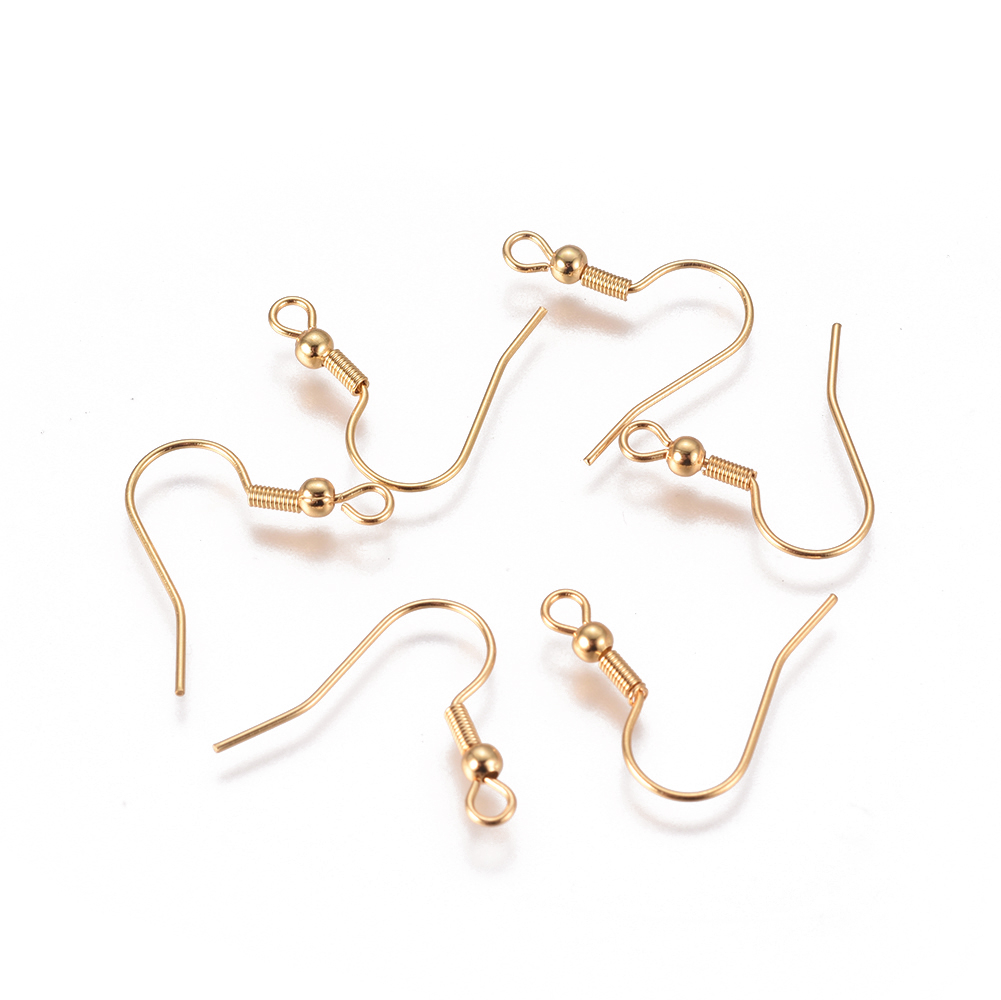 Crochet boucle d'oreille INOX doré, plaqué 18k, 20x20x3mm, trou 2mm, à l'unité