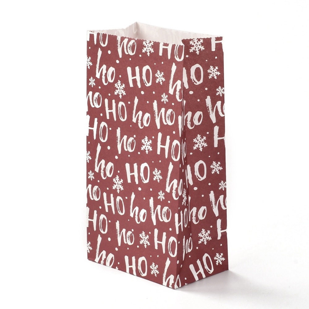 [CARB-G006-01D] Sac en papier kraft, modèle HOHOHO, Noël, 12x7,5x23cm