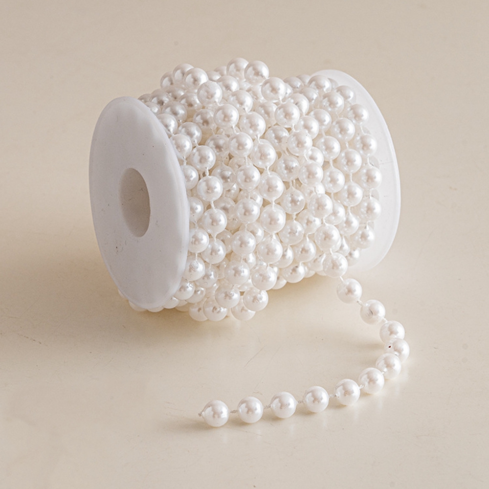 [PW-WG781CE-03] Guirlande de perles blanches de Noël en plastique, 8mm