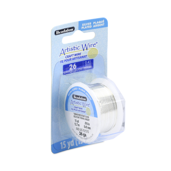 Fil de cuivre étamé Artistic Wire, couleur argenté, anti ternissement, diam 0.41mm, 13.7m
