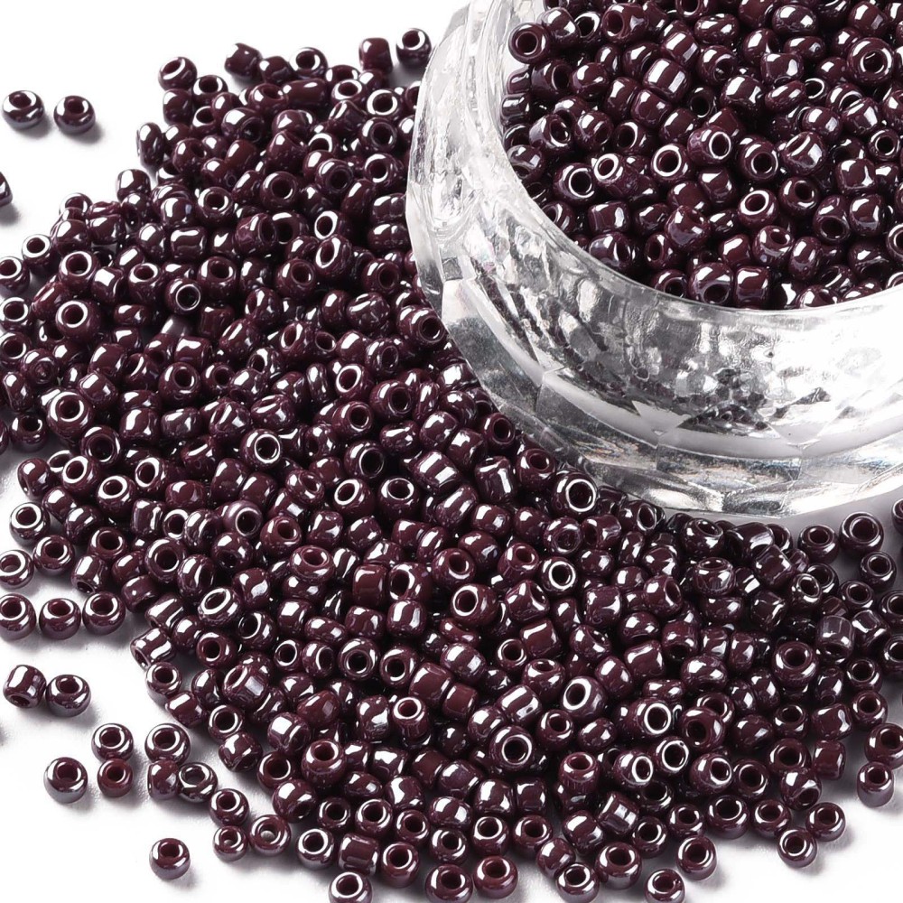 Perles de rocaille OPAQUES, TAILLE 2mm, trou 1mm, ROUGE INDIEN NACRÉ, sachet 12 gr.