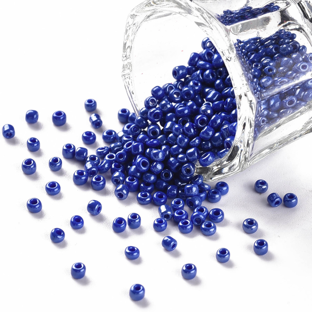 Perles de rocaille OPAQUES, TAILLE 2mm, trou 1mm, BLEU FONCÉ NACRÉ, sachet 12 gr.