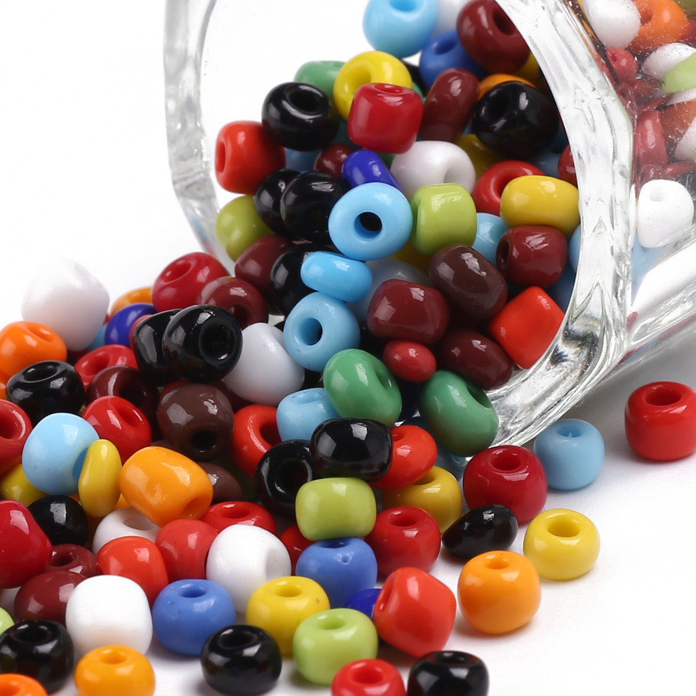 Perles de rocaille OPAQUES, TAILLE 4mm, trou 1,5mm, MULTICOLOR, sachet 12 gr.