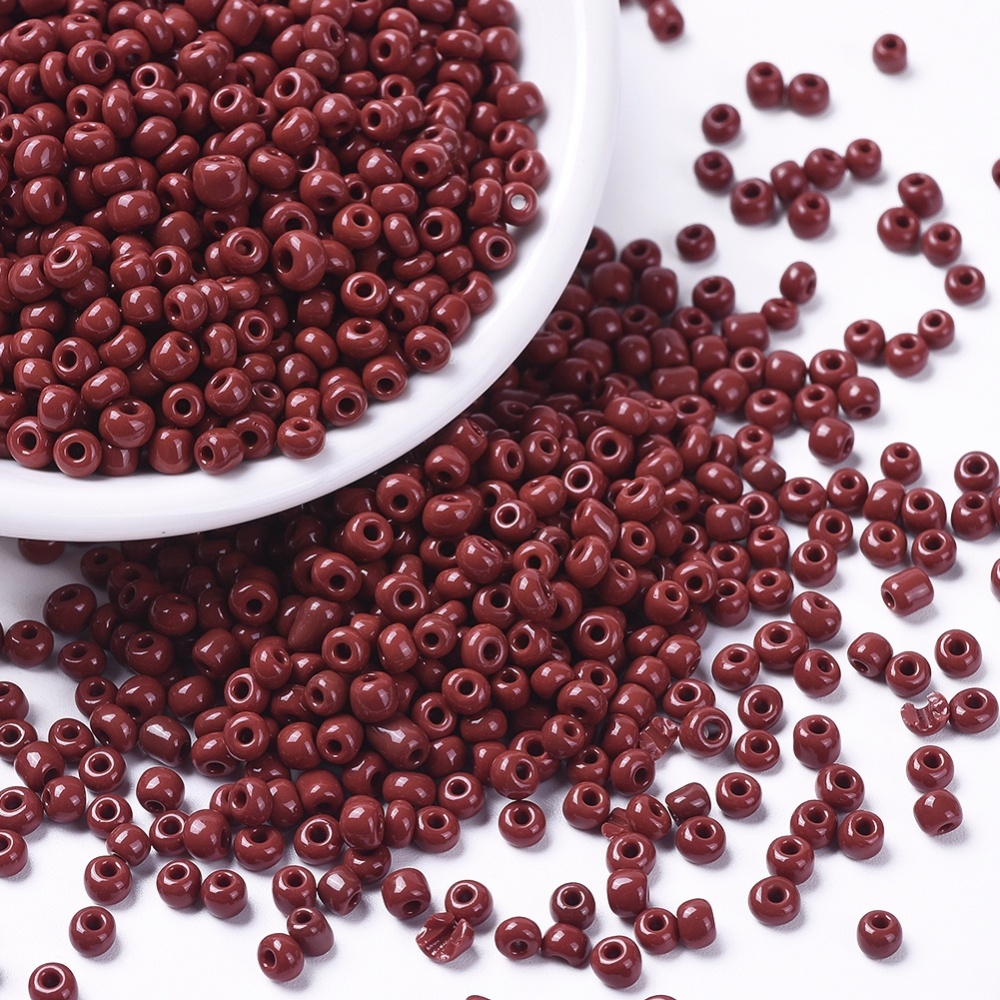 Perles de rocaille OPAQUES, TAILLE 4mm, trou 1,5mm, MARRON, sachet 12 gr.