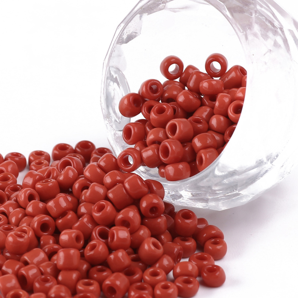 Perles de rocaille OPAQUES, TAILLE 4mm, trou 1,5mm, ROUGE, sachet 12 gr.