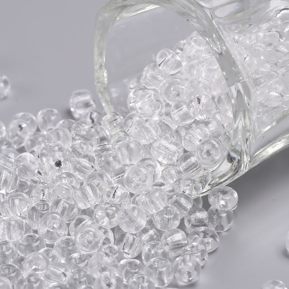 Perles de rocaille TRANSPARENTES, TAILLE 4mm, trou 1,5mm, BLANC, sachet 12 gr.