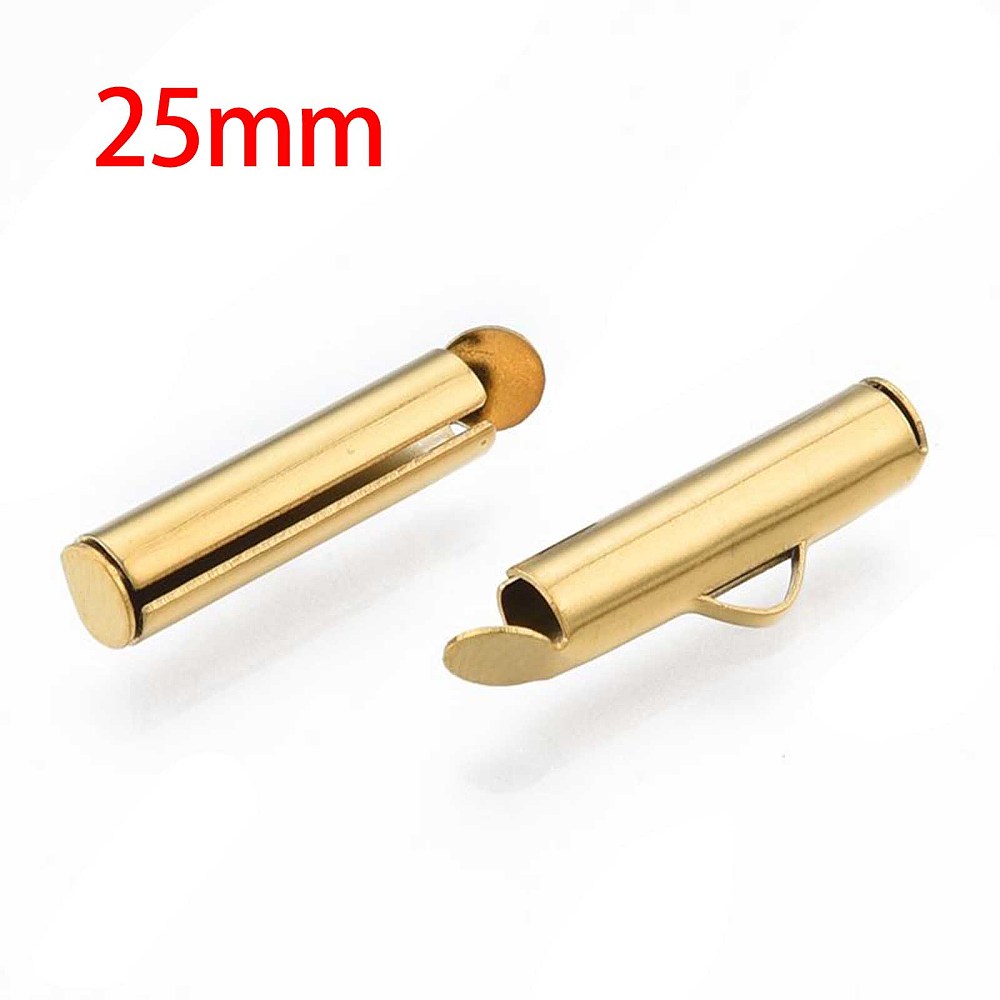 Fermoir tube coulissant INOX doré, placage ionique, 25x4mm, diam. int. 3mm, à l'unité