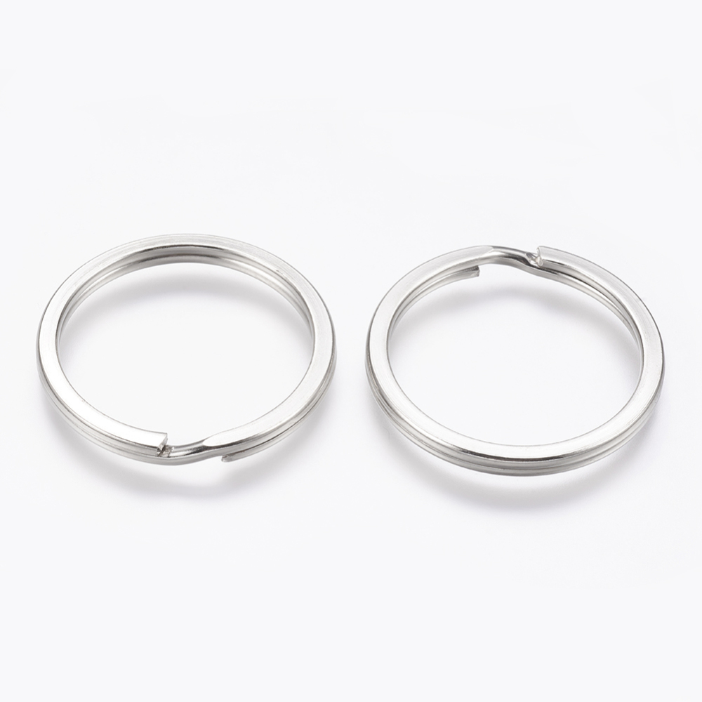 Anneau double porte clé en fer, argenté, lisse, rond, diam 30mm, l'unité