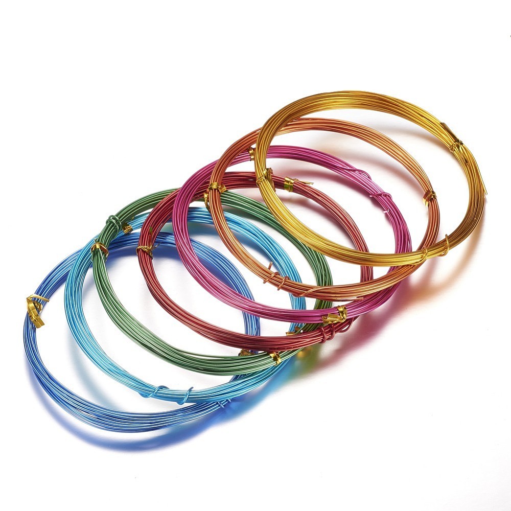 Fil en aluminium, couleurs mixtes, 18 jauge, 1mm, 10m/rouleau