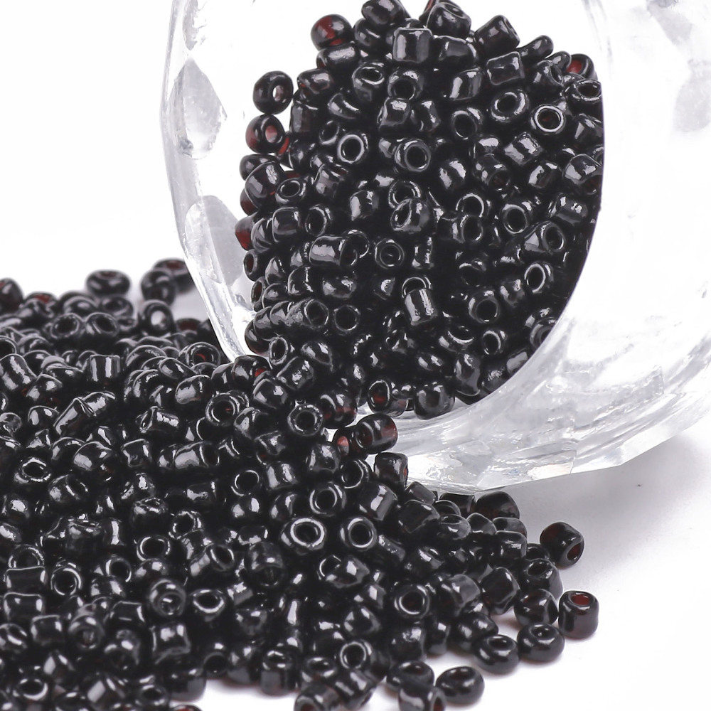 [SEED-C019-2mm-49] Perles de rocaille OPAQUES, TAILLE 2mm, trou 1mm, NOIR, sachet 12 gr.
