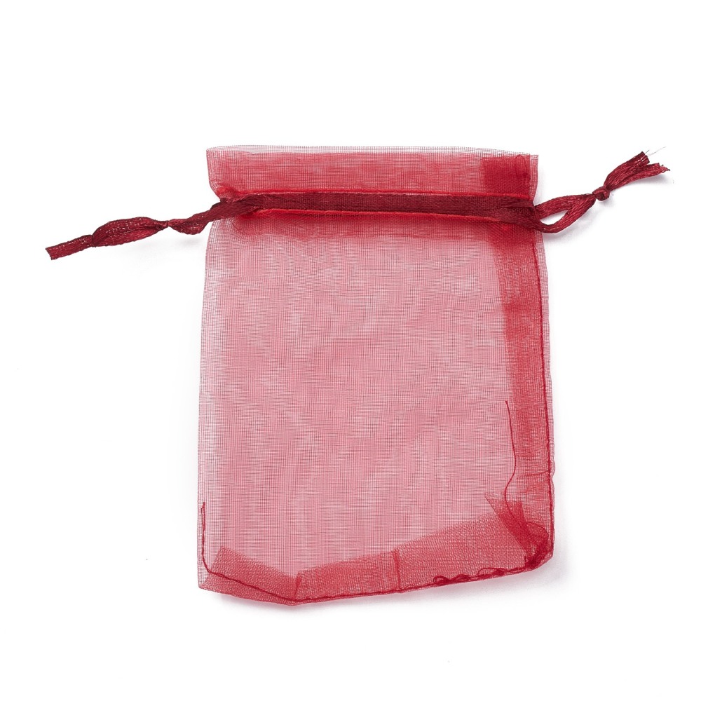 [OP-R016-9x12cm-03] Pochette cadeau en organza, bordeaux, 12x9 cm
