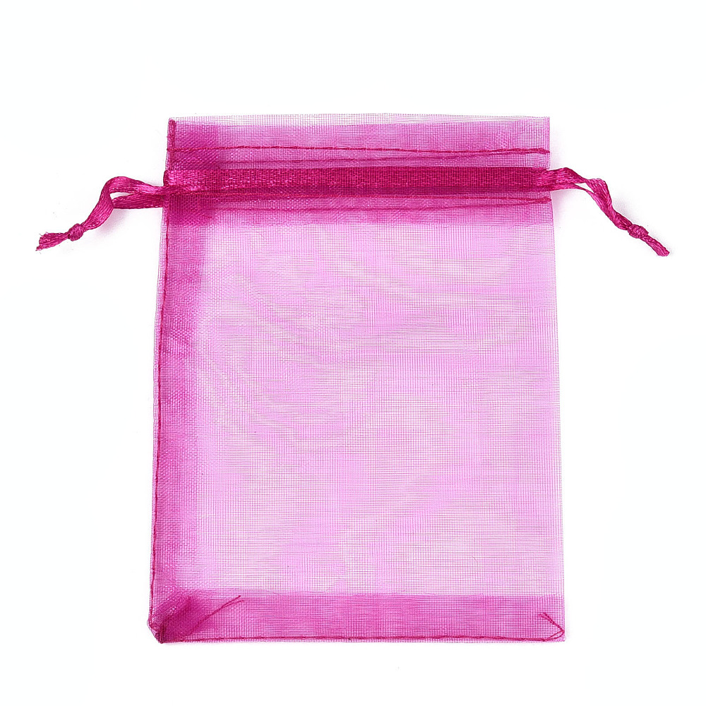[OP-R016-9x12cm-22] Pochette cadeau en organza, rose fuchsia, 12x9 cm