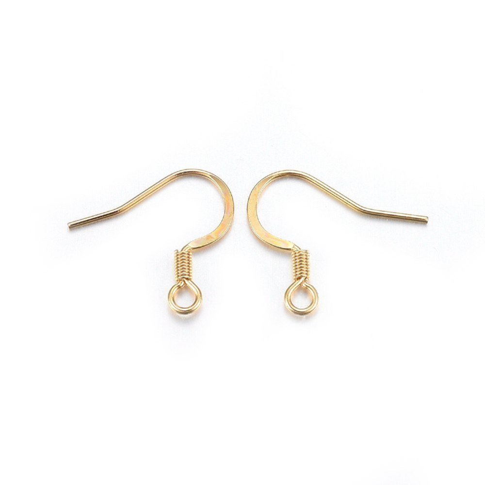 Crochet boucle d'oreille INOX doré, plat, plaqué or 18k, 15x17x2mm, trou 2mm, à l'unité