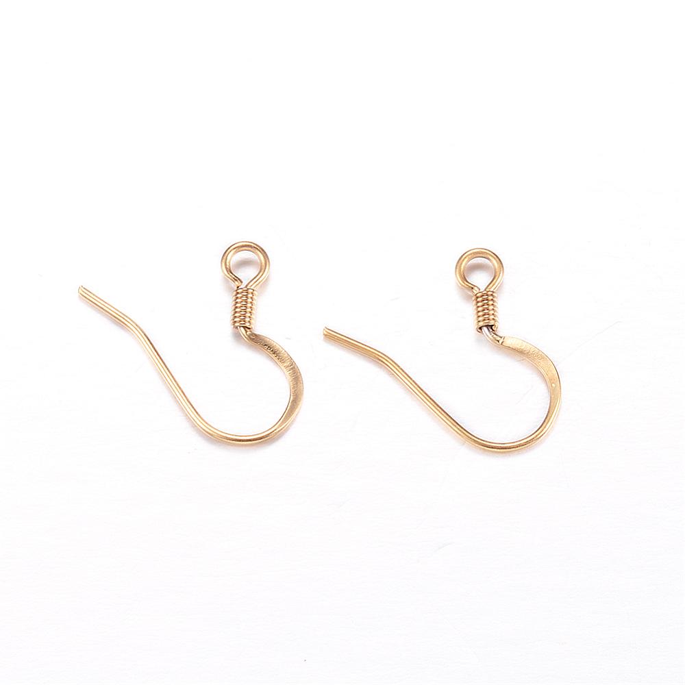 Crochet Boucle d'oreille INOX doré, placage ionique, doré, plat, 14x17x2mm, trou 2mm, x200 unités