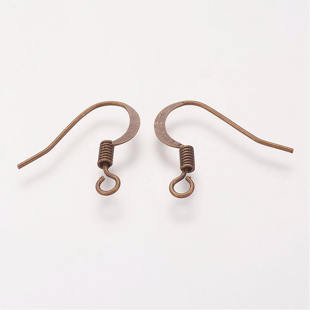 [KK-Q366-AB-NF] Crochet boucle d'oreille en laiton, couleur bronze, 19mm, trou 2mm, à l'unité