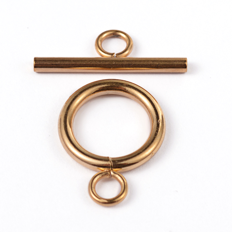 [STAS-L176-12G-A] Fermoir toggle, INOX doré, placage ionique, plaqué or 18k, anneau: 16x12x2mm, barre: 18x7x2mm, trou 3mm