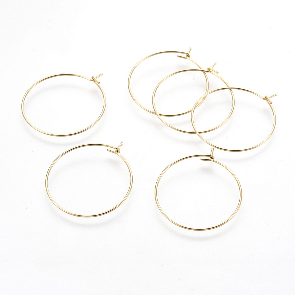 Boucle d'oreille créole INOX doré, plaqué or 18k, 30x0,7mm, l'unité