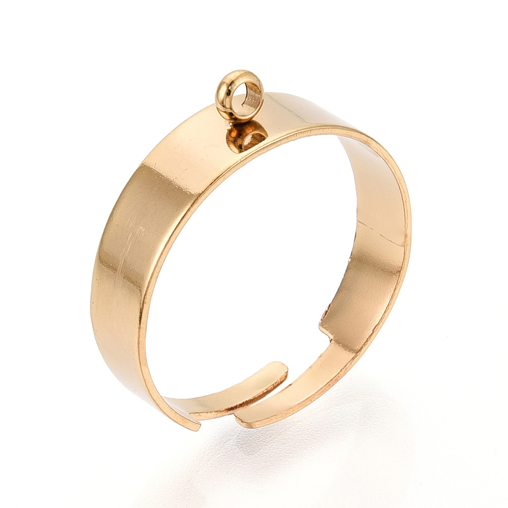 [STAS-T066-79G] Support bague en INOX doré, placage ionique, réglable, véritable 18k plaqué or, taille 17,5mm, trou 1,8mm