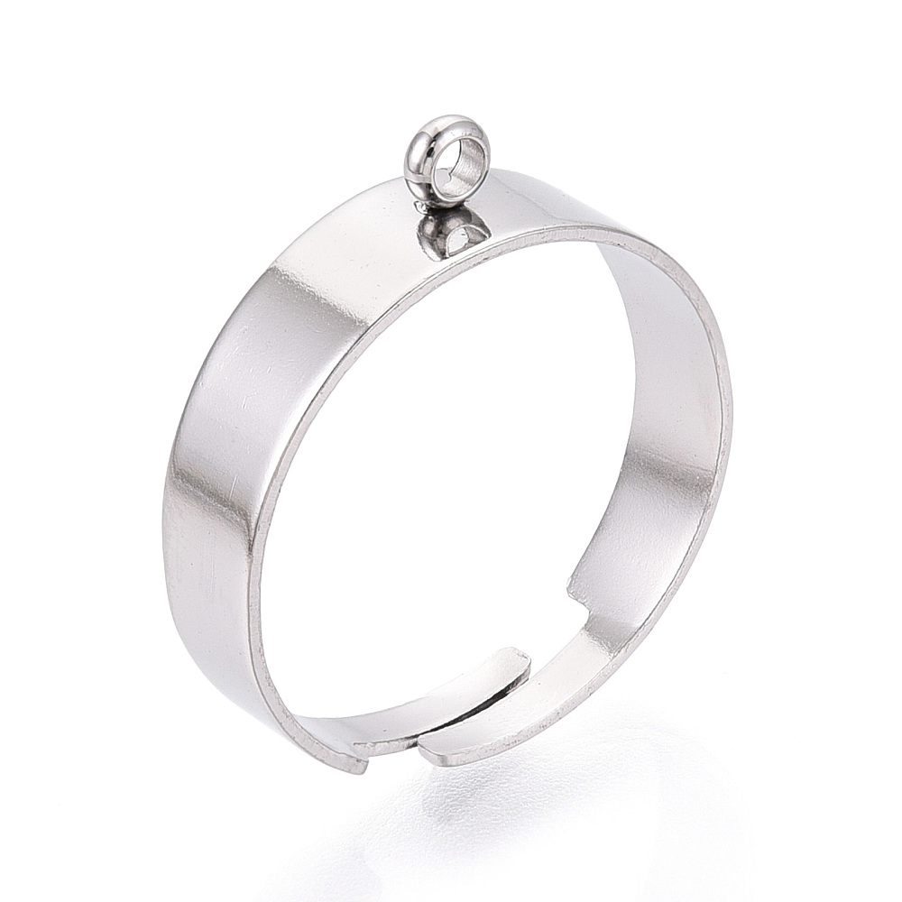 [STAS-T066-79P] Support bague en INOX argenté, réglable, taille 17,5mm, trou 1,8mm