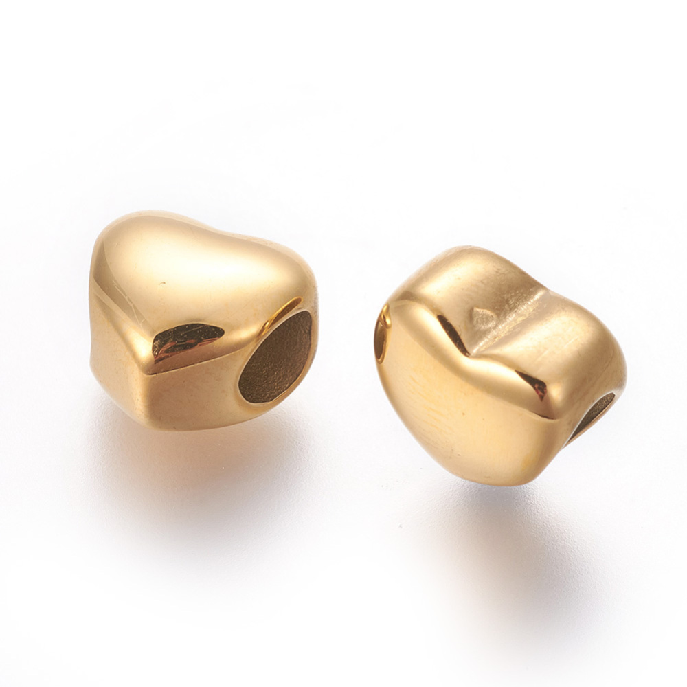 Perle/cache noeud INOX doré, placage ionique, plaqué or 18k, coeur plein, 10,5x11x8mm, trou 5mm, l'unité