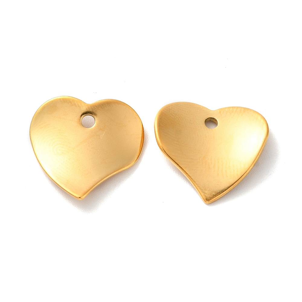 [STAS-M004-02G] Pendentif INOX doré, placage ionique, coeur plat ondulé, 14,5x16x1,8mm, trou 1,6mm, l'unité
