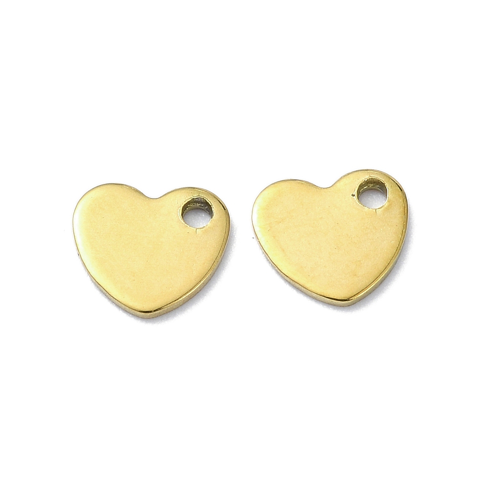 [STAS-H191-01A-G] Pendentif INOX doré, placage ionique, plaqué or 18k, coeur plat, 6,5x7x1mm, trou 1,2mm, l'unité
