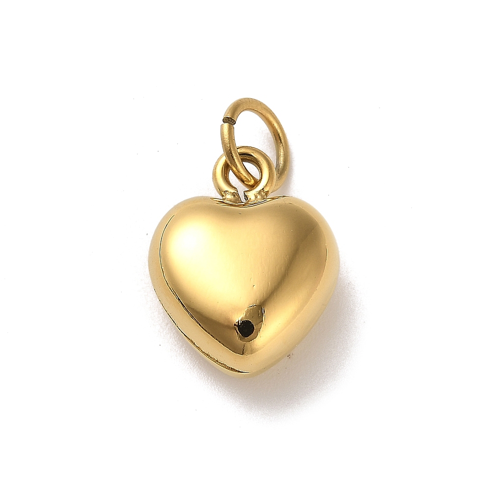 [STAS-G348-03B-G] Pendentif INOX doré, placage ionique, plaqué or 18k, coeur plein, 14x13x6mm, anneau 5mm, l'unité