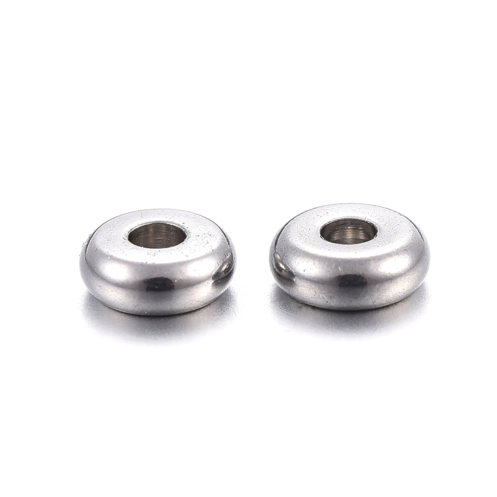 Séparateur INOX argenté, plat rond, 4x1,2mm, trou 1,2mm, l'unité