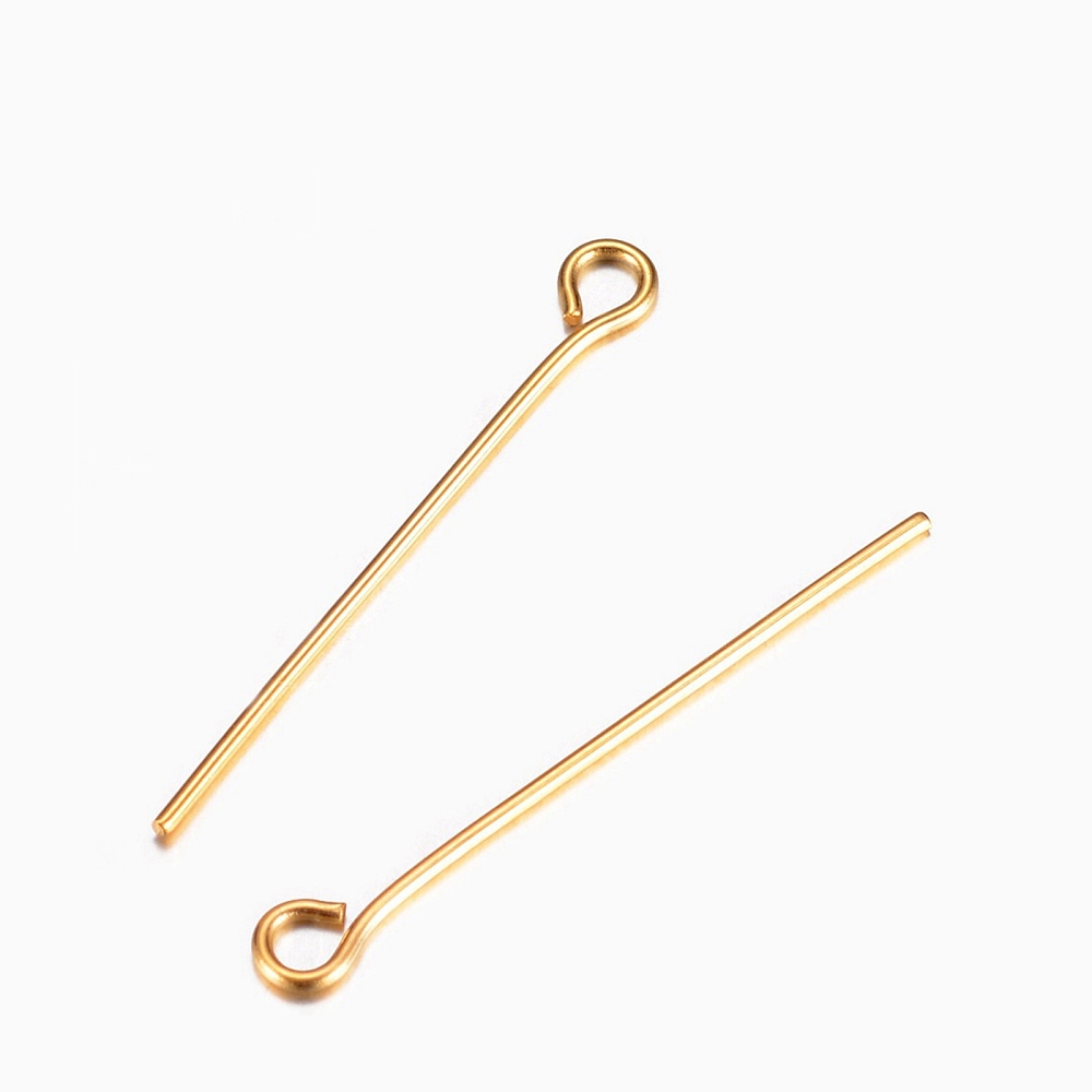 [STAS-G075-17G-02] Tige INOX doré, placage ionique, tête avec boucle, 30x0,6mm, boucle 2mm, l'unité