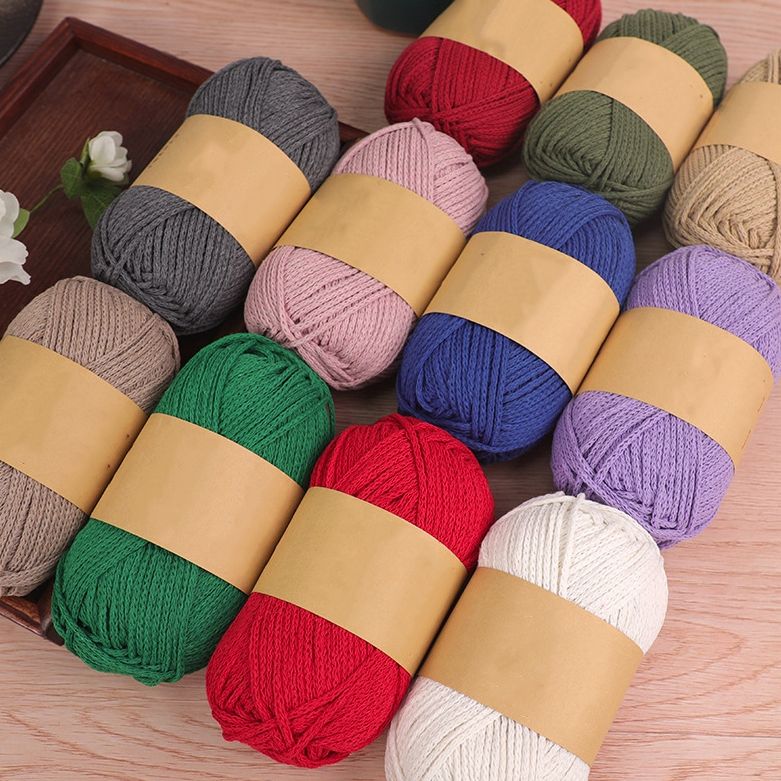 [PW-WGFC396-21] Pelote/fil tressé, 65% coton et 35% polyester, 2mm, 85m la pelote (Beige)