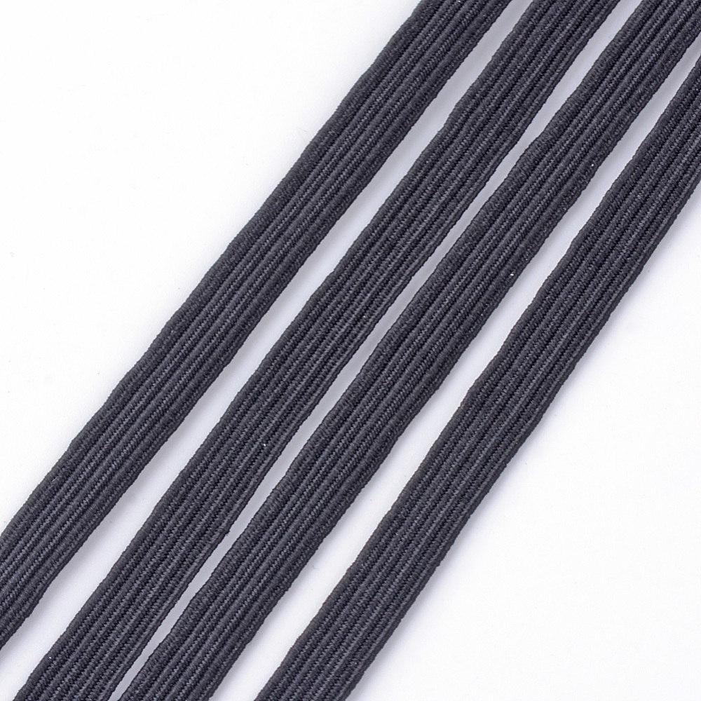 [EC-R030-10mm-02] Cordon/bande élastique NOIR, plat, largeur 10mm, au mètre