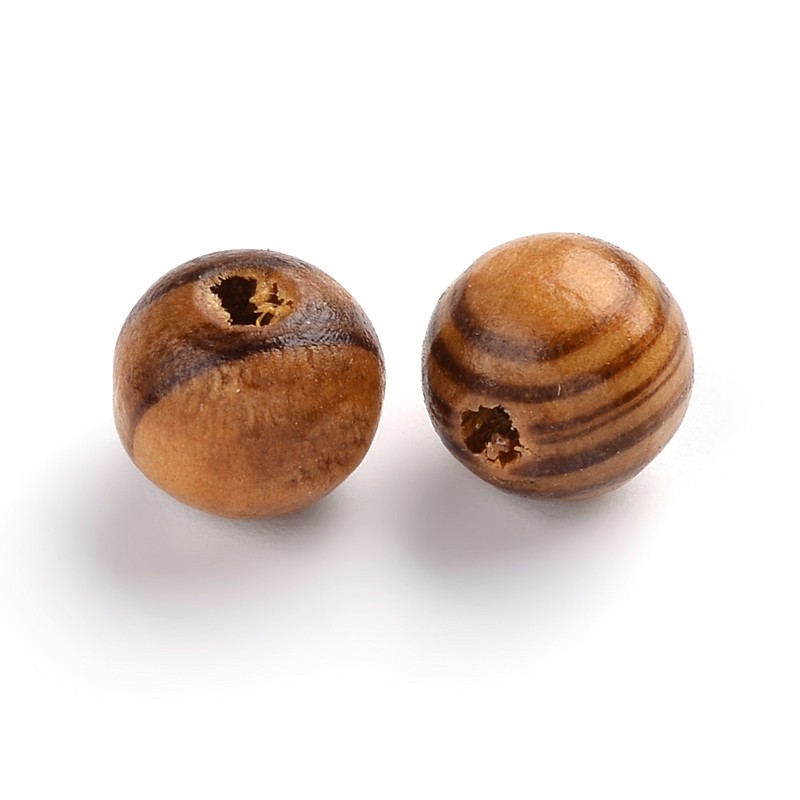 [WOOD-Q009-10mm-LF] Perle en bois burlywood naturelle, teintée, boule, 10x9mm, trou 3,5mm, l'unité