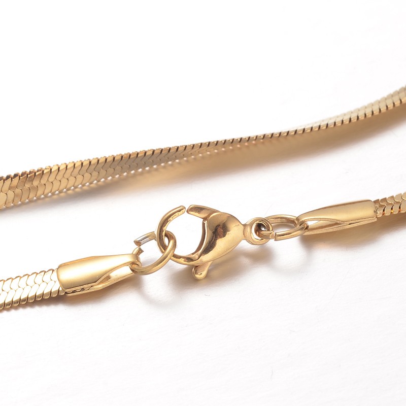 [NJEW-P309-30G] Collier chaîne INOX doré, placage ionique, maille serpent, largeur 3mm, longueur 40cm, l'unité
