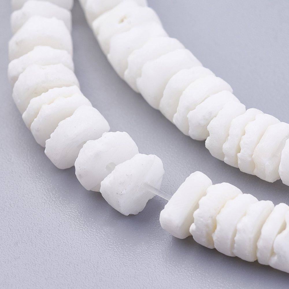 [BSHE-P026-30] Perle en nacre/coquillage naturel, disque heishi, 5,5~7,5x1,4~4mm, trou ~1mm, environ 300 pcs/chapelet