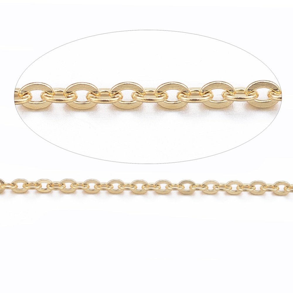 [CHS-E004-01G] Chaîne INOX doré, placage ionique, 2,4x1,4x0,3mm, au mètre