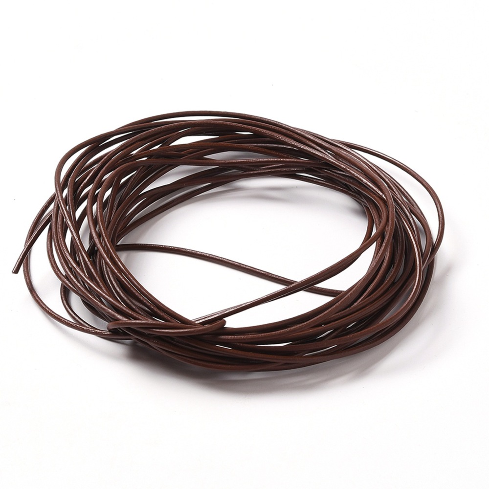 [X-WL-H014-1] Cordon en cuir rond, MARRON FONCÉ, 1,5mm, rouleau de 10m